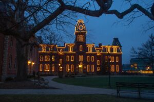Woodburn Hall Wvu Lit Up