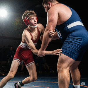 Scrawny boy wrestling